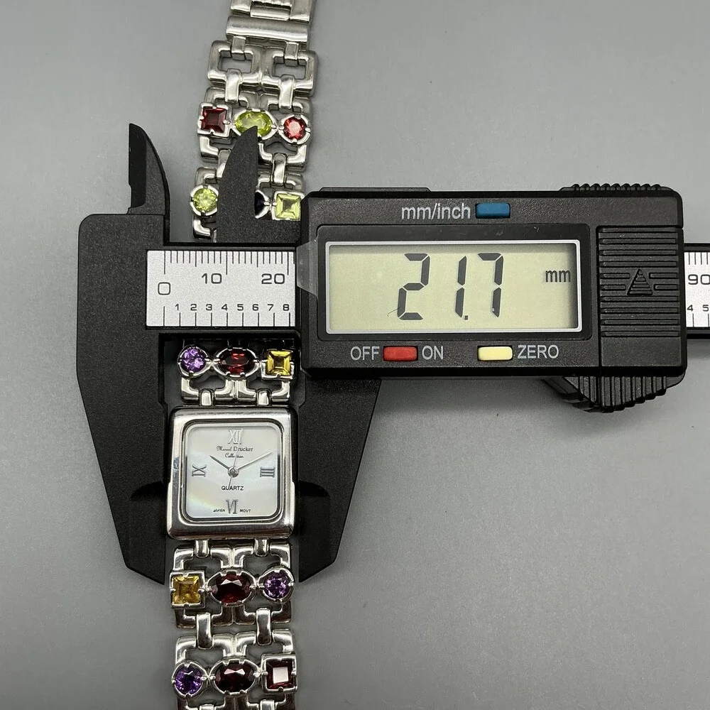 Marcel Drucker Womens Watch 22mm MOP Dial Silver Tone Crystals New Battery 8